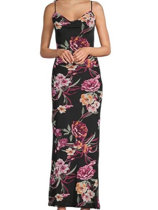 B Darlin Dresses & Skirts - B Darlin Black Floral Spaghetti-Strap Maxi Dress